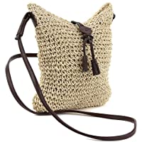  - BESTZY Bolsa de Bandolera de Paja Tejido Bolsa de Hombro de la Paja del Verano de Las Mujeres de la Armadura de Crossbody Summer Beach Purse